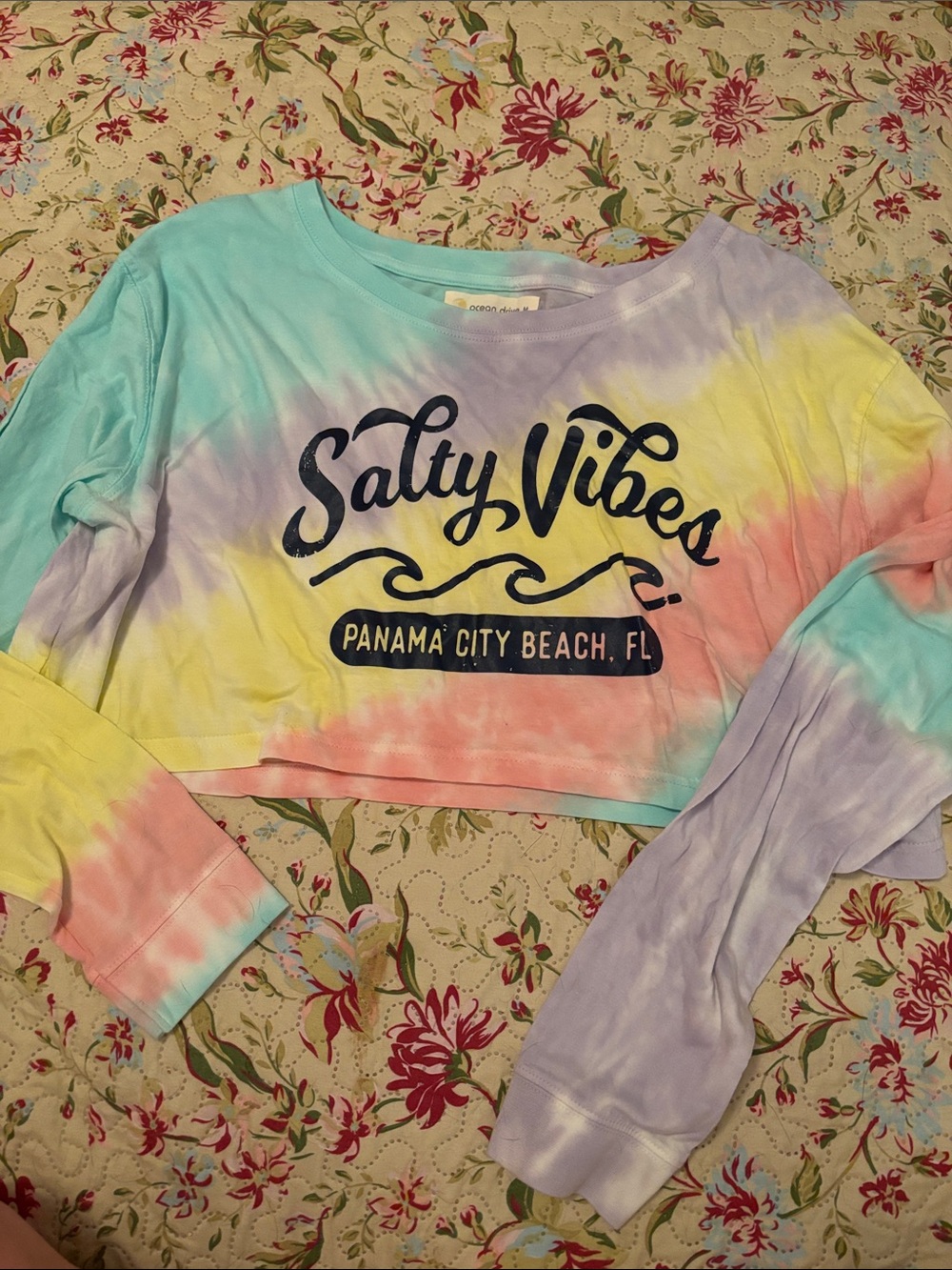 Ocean Drive Pastel Tie-Dye Tee in Aqua and Lavender